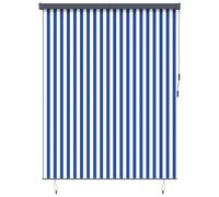 Outdoor Roller Blind Blue/White 200x250 cm Fabric & Aluminum Hand-Crank Ceiling