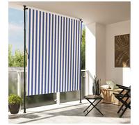 Outdoor Roller Blind Blue/White 200x270 cm PU Polyester Fabric Steel Frame Hand