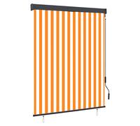 Outdoor Roller Blind Orange White 140x250cm Polyester Aluminum HandCrank Ceiling