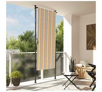 Outdoor Roller Blind Yellow/White 100x270cm Polyester PU-coated Steel Frame