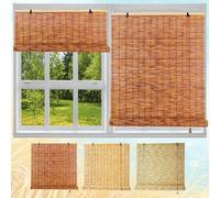Outdoor Roller Blinds Waterproof, Bamboo Blinds for Windows Door, Natural Bamboo Reed Curtain Blinds Customizable 40 60 80 100 120 140 150 160 170cm Curtain Sunshade Easy to Install Roman Blind