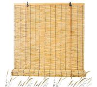 Outdoor Roller Reed Blinds Porch Bamboo Shades Natural Retro Reeds Curtain Bamboo Roman Blind 40 60 80 100 120 140 150 160 180cm Bamboo Roller Blinds Customizable For Door Windows Patio Sunshade