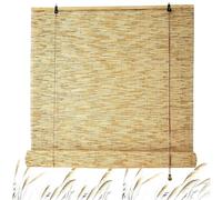 Outdoor Roller Reed Blinds Porch Bamboo Shades Natural Retro Reeds Curtain Bamboo Roman Blind 40 60 80 100 120 140 150 160 180cm Bamboo Roller Blinds Customizable For Door Windows Patio Sunshade