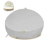 Outdoor Round Garden Bed Cover Waterproof, 600D Rattan Circle Daybed Cover Patio Day Bed Sofa Furniture Protection -- Ø233x88/45cm
