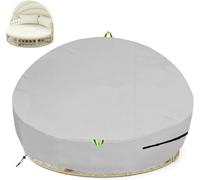 Outdoor Round Garden Bed Cover Waterproof, 600D Rattan Circle Daybed Cover Patio Day Bed Sofa Furniture Protection -- Ø190x88/45cm