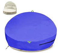 Outdoor Round Garden Bed Cover Waterproof, 600D Rattan Circle Daybed Cover Patio Day Bed Sofa Furniture Protection -- Ø190x88/45cm