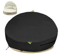 Outdoor Round Garden Bed Cover Waterproof, 600D Rattan Circle Daybed Cover Patio Day Bed Sofa Furniture Protection -- Ø190x88/45cm