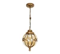 Outdoor Round Pendant Lights for Porch Waterproof Exterior Outside Chandelier Antique Bronze Hanging Lantern Vintage Glass Black Ceiling Lighting for Farmhouse Patio Entryway Front Door 156(Gold,27c