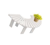 Outdoor Round Wooden Bench, Half-Circular Patio Seating for Garden, Lawn & Pool - Stylish White Bench for Terrace Relaxation and Entertaining