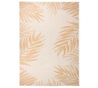 Outdoor Rug 140x200cm Yellow Polypropylene Flatweave Leaf Pattern UV Proof 0.8kg