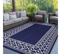 Outdoor Rug, 180 x 275 cm Garden Rugs Outdoor Waterproof Reversible Washable UV Resistant Carpet Modern Large Area Rugs for Patios, Garden, RV, Picnic, Backyard, Balcony, White Blue