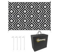 Outdoor Rug Black White 182x274cm Reversible PP Non-Woven Waterproof Mat FoldXL.