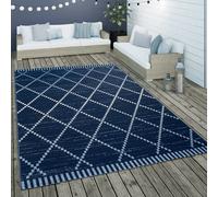 Outdoor Rug Boho Geometric Scandi Design In Blue White Flatweave