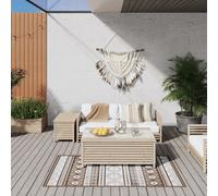 Outdoor Rug Brown and White 80x150 cm Reversible Design