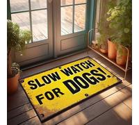 Outdoor Rug Doormat Caution: Slow Down - Watch For Dogs! Doormat Welcome Mat Indoor Non Slip Fall Rug(50X80CM)