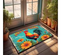 Outdoor Rug Doormat Colorful Rooster With Flowers: 'Just A Girl Who Loves Chicken' Doormat Welcome Mat Indoor Non Slip Fall Rug(50X80CM)