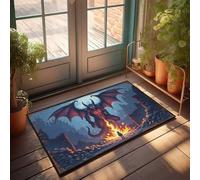 Outdoor Rug Doormat Monstrous Beast Emerging From Fiery Abyss In Urban Ruins Doormat Welcome Mat Indoor Non Slip Fall Rug(50X80CM)