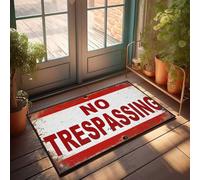 Outdoor Rug Doormat Rusty 'No Trespassing' Sign With Bold Red Letters On White Backgr Doormat Welcome Mat Indoor Non Slip Fall Rug(40X60CM)
