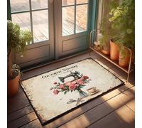 Outdoor Rug Doormat Vintage Sewing Machine With Flowers And Tea Cup Doormat Welcome Mat Indoor Non Slip Fall Rug(65X90CM)
