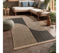 Paco Home Outdoor Rug For Garden Area Rug Living Room Kitchen Rug Aztec Pattern Floral Pattern Geometric Pattern, Size:160x220 cm, Colour:Anthracite