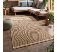 Paco Home Outdoor Rug For Garden Area Rug Living Room Kitchen Rug Aztec Pattern Floral Pattern Geometric Pattern, Size:160x220 cm, Colour:Beige 3