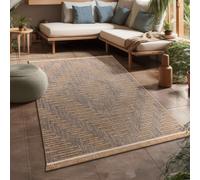 Paco Home Outdoor Rug For Garden Area Rug Living Room Kitchen Rug Aztec Pattern Floral Pattern Geometric Pattern, Size:120x160 cm, Colour:Beige 4