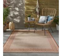 Outdoor Rug for Garden Patio Balcony Picnic Deck Kitchen Living Room Camping Mats Weather-Resistant Carpet Area Framed Bordered Rug Orange Large 160x230 cm (5'3"x7'7")