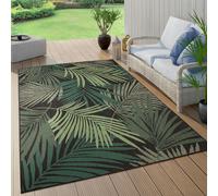 Paco Home Outdoor Rug For Garden Area Rug Living Room Kitchen Rug Palm Leaves Pattern Jungle Floral Aztec Pattern, Size:120x170 cm, Colour:Black
