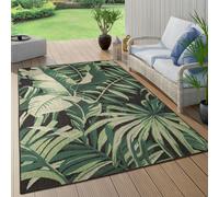 Paco Home Outdoor Rug For Garden Area Rug Living Room Kitchen Rug Palm Leaves Pattern Jungle Floral Aztec Pattern, Size:100x200 cm, Colour:Black 5