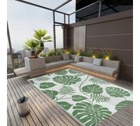 Outdoor Rug Green Leaf Pattern 190x290 cm Polypropylene Patio Mat Fade Resistant