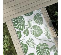 Outdoor Rug Green Leaf Pattern 80x150cm PP Reversible UV-Resistant Mat Portable