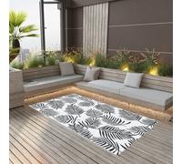 Outdoor Rug Grey 120x180 cm Polypropylene Double-Layer Jacquard Leaf Reversible