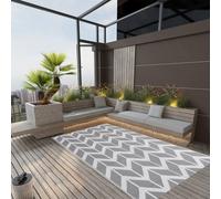Outdoor Rug Grey/White 120x180 cm Reversible UV-Resistant Polypropylene Lite Mat