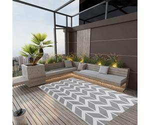 Outdoor Rug Grey/White 120x180 cm Reversible UV-Resistant Polypropylene Lite Mat