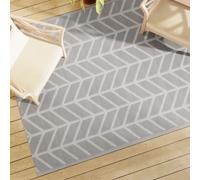 Outdoor Rug Light Grey & White 160x230 cm Polypropylene Reversible UV Low-Maint