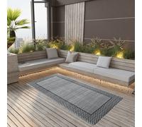 Outdoor rug polypropylene black/grey 190x290 cm UV-resistant reversible durable