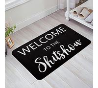 Outdoor Rug Welcome To The Shitshow Black Exterior Mats Water Absorbent Welcome Mat Machine Washable Bath Mat For Farmhouse Kitchen 40×60Cm