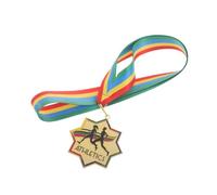 Outdoor Running First Place Medal with Neck Ribbon for Competitions | Gold Zinc Alloy, Engraved Design and Victory Motifs, Award Ceremonies, Medal Display Racks