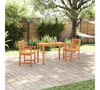 Outdoor Rustic dining set Brown Solid Acacia 2-Seater Table 110x55x75cm Chairs.
