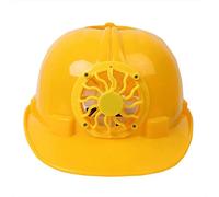 Outdoor Safety Helmet Supplies w/Solar Fan ABS Plastic Sunblock Tool Yellow, 23x29x15cm