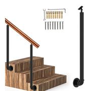 Outdoor Safety Step Guardrail with Side-Mounted Rails for Home, Garden, Corridor, Lofts, Decks - 41.3in Safety Balusters and Columns for Enhanced Protection