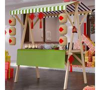 Outdoor Sales Stall Night, Market Stall Early, Foldable Wooden Market Display Stand, Wooden Candy Vendor Carts, with Lockable Wheels for Market Foods, Events(Green5,150cm/59in)