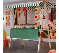 Outdoor Sales Stall Night, Market Stall Early, Foldable Wooden Market Display Stand, Wooden Candy Vendor Carts, with Lockable Wheels for Market Foods, Events(Green3,120cm/47.2in)