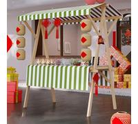 Outdoor Sales Stall Night, Market Stall Early, Foldable Wooden Market Display Stand, Wooden Candy Vendor Carts, with Lockable Wheels for Market Foods, Events(Green2,120cm/47.2in)