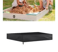 Outdoor Sandbox Cover, Waterproof Sunscreen Sandboxes Sandpit Cover Square Protective Cover Beach Sandbox Canopy with Drawstring for Sand and Toys Away (120 * 120CM, Black)