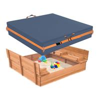 Outdoor Sandboxes Cover,600D Waterproof Oxford Fabric with Two Reflective Carrying Handles and a Loop of 8.1 Metre Webbing Carabiners,Elasticated Drawstring at The Bottom.77 L x 77" W x 8" H,Grey.
