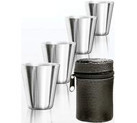 Outdoor Saxx® 5 piece stainless steel drinking cup set schnapps cup unbreakable great gift unbreakable with leather bag