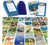 Outdoor Scavenger Hunt Card Game, 50 PCS Animal World Flashcard Jumbo Size Animals Introduction Cards Educational Toys Outside Nature Activity Outdoor Games for Kids & Family