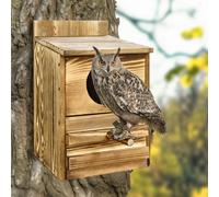 Outdoor Screech Owl House Wooden Nesting Box with Perch Bird House