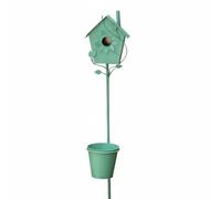 ＡＷＨＡＯ Outdoor Sculpture Birdhouse Planter Garden Stake Bird Feeder Flower Pot Metal Iron Wrought Rustic Finish Pointed Base Secure Grounding suitable for, Leaf